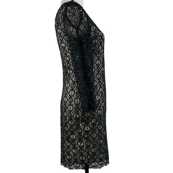 Diane von Furstenberg SZ 6 Dress Geometric Lace Lined Square Neck 3/4 Sleeve - Picture 6 of 10